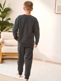 Noir - Pyjama simple en laine polaire (3-16yrs)