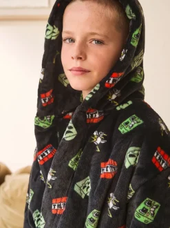 Noir - Robe en polaire Minecraft (5-16ans)