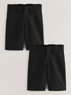 Noir - Short d'école à devant plat (3-14ans)