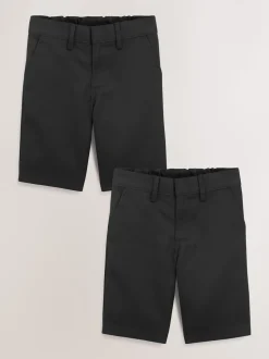 Noir - Short d'école à devant plat (3-14ans)