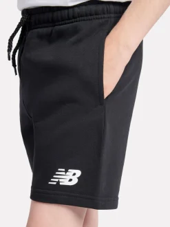 Noir - Short en coton New Balance French terry à logo empilé