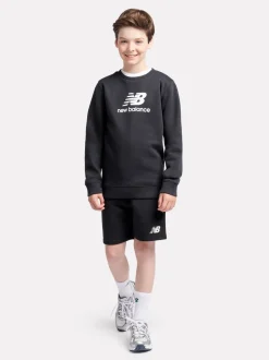 Noir - Short en coton New Balance French terry à logo empilé