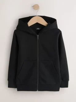 Noir - Sweat à capuche zippé (3-16ans)