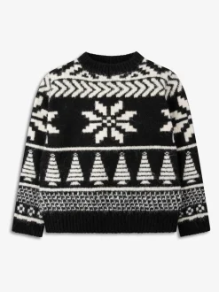 Noir - The Little Tailor pull de Noël en jacquard bicolore épais pour enfant