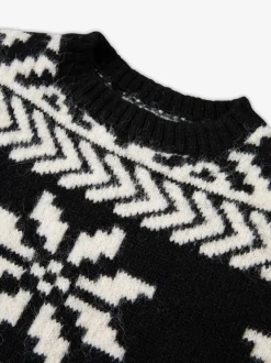 Noir - The Little Tailor pull de Noël en jacquard bicolore épais pour enfant