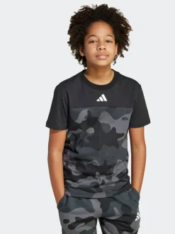 Noir - T-shirt adidas Essentials Camo en coton pour enfant