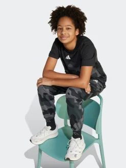 Noir - T-shirt adidas Essentials Camo en coton pour enfant