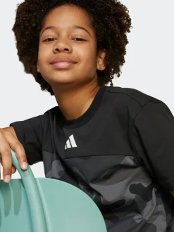 Noir - T-shirt adidas Essentials Camo en coton pour enfant
