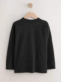 Noir - T-shirt confortable à manches longues (3-16 ans)