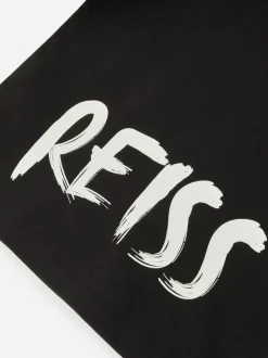 Noir - T-shirt décontracté en coton avec logo imprimé Reiss Abbott