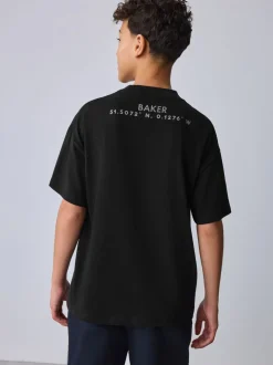Noir - T-shirt graphique oversize Baker by Ted Baker
