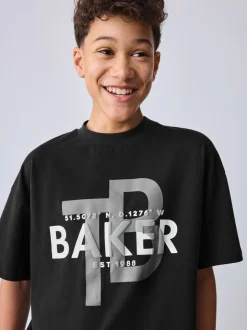 Noir - T-shirt graphique oversize Baker by Ted Baker