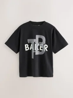 Noir - T-shirt graphique oversize Baker by Ted Baker