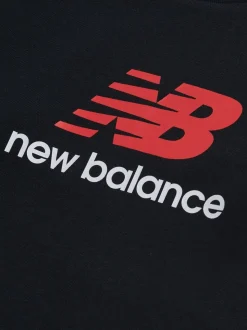 Noir - T-shirt New Balance manches longues à logo empilé en jersey