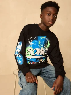 Noir - T-shirt Sonic à manches longues (3-16ans)