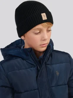 Noir - U.S. Polo Assn. Bonnet Signature Double Horsemen en maille