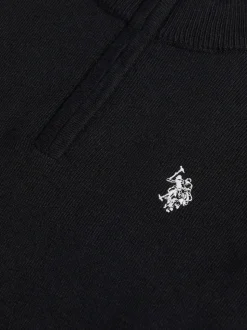 Noir - U.S. Polo Assn. Pull quart de zip en maille riche en coton