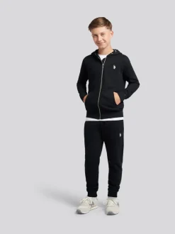 Noir - U.S. Polo Assn. Sweat-shirt à capuche zippé Double Horsemen