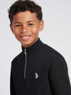 Noir - U.S. Polo Assn. Sweat-shirt Double Horsemen ¼ zippé