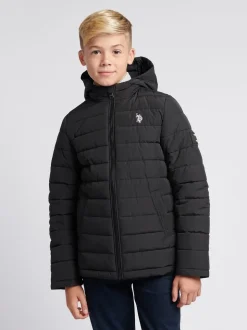 Noir - U.S. Polo Assn. Veste légère à capuche Courtepointe pour garçons