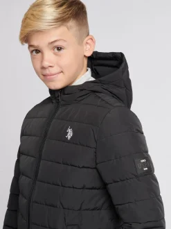 Noir - U.S. Polo Assn. Veste légère à capuche Courtepointe pour garçons