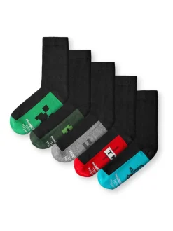 Noir - Vanilla Underground Lot de 5chaussettes au mollet Minecraft TANT