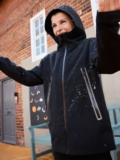 Noir - Veste à capuche imperméable doublée de polaire (3-17ans)