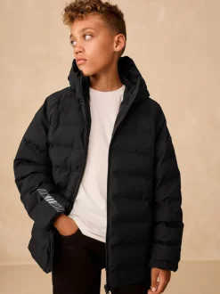 Noir - Veste imperméable à capuche de poids moyen (3-17ans)