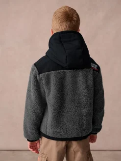 Noir - Veste Superdry zippée et imitation peau de mouton