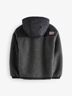 Noir - Veste Superdry zippée et imitation peau de mouton