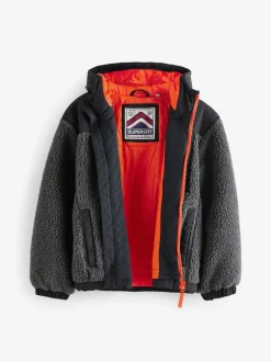 Noir - Veste Superdry zippée et imitation peau de mouton