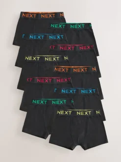 Noir avec taille de couleur contrastante - Lot de 10 boxers (1.5-16ans)