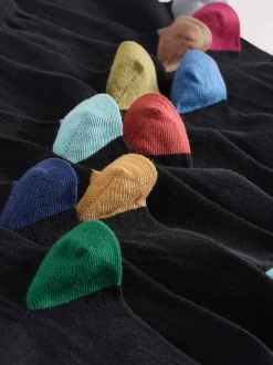 Noir avec talon et orteil contrastés - Paquet de chaussettes en coton riche 10