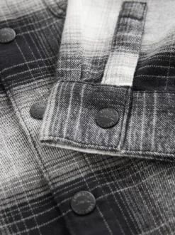 Noir et blanc - Chemise à manches longues à carreaux à capuche (3-16ans)