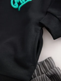 Noir et gris imprimé - Ensemble Jogging à capuche et charpentier (3mths-7yrs)