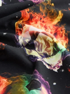 Noir Flame Football - T-shirt imprimé régulier à manches courtes (3-16ans)