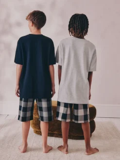 Noir gris - Lot de 2 pyjamas oversize tissés à carreaux (3-16ans)