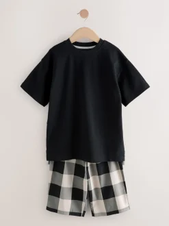 Noir gris - Lot de 2 pyjamas oversize tissés à carreaux (3-16ans)