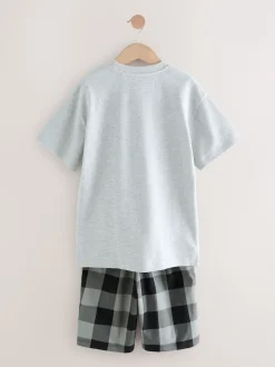 Noir gris - Lot de 2 pyjamas oversize tissés à carreaux (3-16ans)