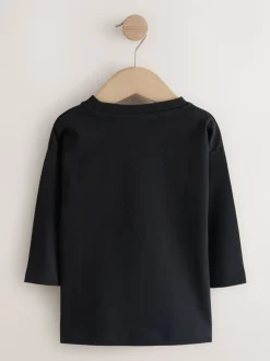 Noir imprimé tigre - T-shirt imprimé graphique à manches longues (3mois-8ans)