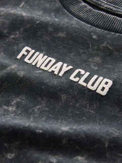 Noir lavé - T-shirt imprimé graphique à manches longues (3mois-8ans)