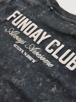 Noir lavé - T-shirt imprimé graphique à manches longues (3mois-8ans)