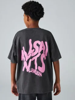 Noir lavé - T-shirt smALLSAINTS oversize à logo Orlando et Col rond