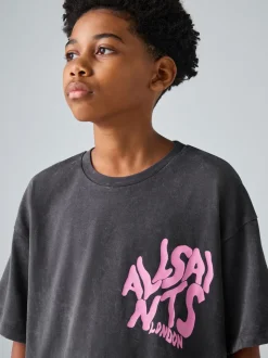 Noir lavé - T-shirt smALLSAINTS oversize à logo Orlando et Col rond