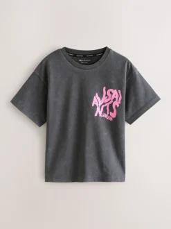 Noir lavé - T-shirt smALLSAINTS oversize à logo Orlando et Col rond