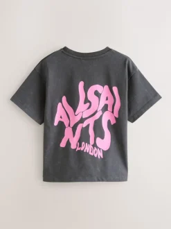 Noir lavé - T-shirt smALLSAINTS oversize à logo Orlando et Col rond