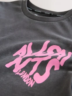 Noir lavé - T-shirt smALLSAINTS oversize à logo Orlando et Col rond