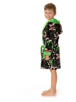 Noir Minecraft - Peignoir Vanilla Underground unisexe en polaire pour enfant