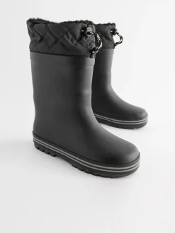 Noir monochrom - Bottes en caoutchouc fourrées