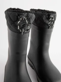 Noir monochrom - Bottes en caoutchouc fourrées